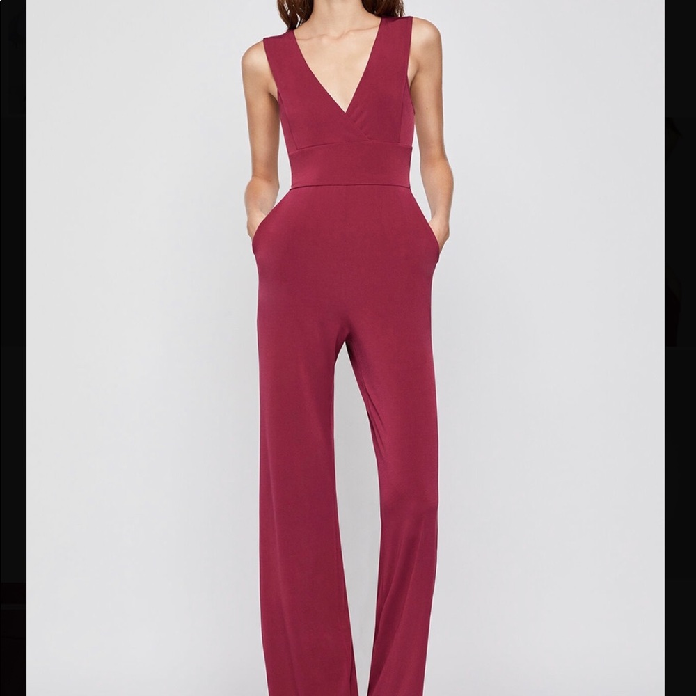 BCBG Red Wide Leg Jumpsuit